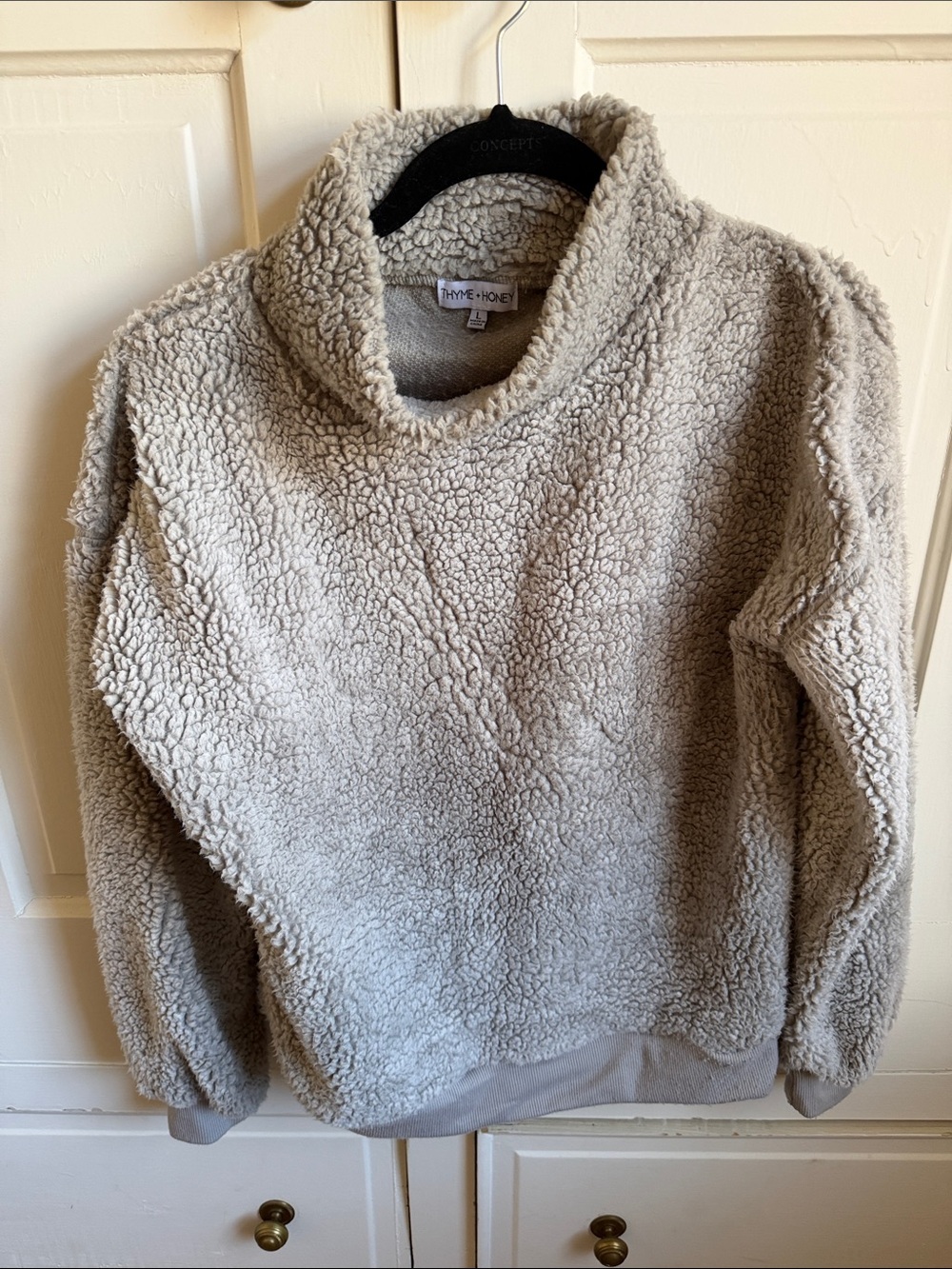 Lavender/grey Sherpa Funnel Neck Sweater
